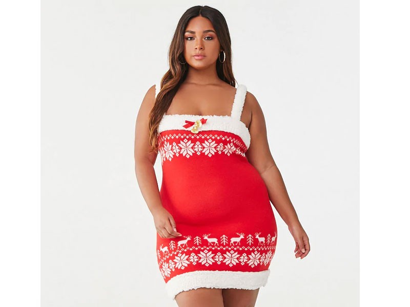 Plus Size Fair Isle Women's Mini Dress