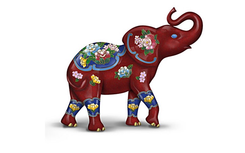 Cloisonne Elephant Figurine With Cloisonne-Inspire