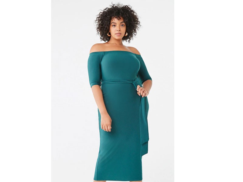 Women's Plus Size Off The Shoulder Midi Dress