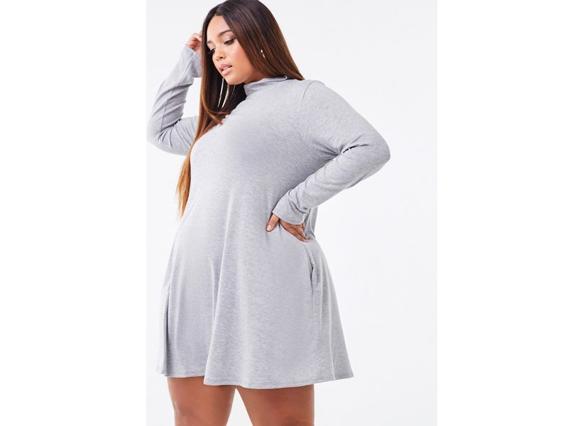 Plus Size Mock Neck Swing Dress For Women