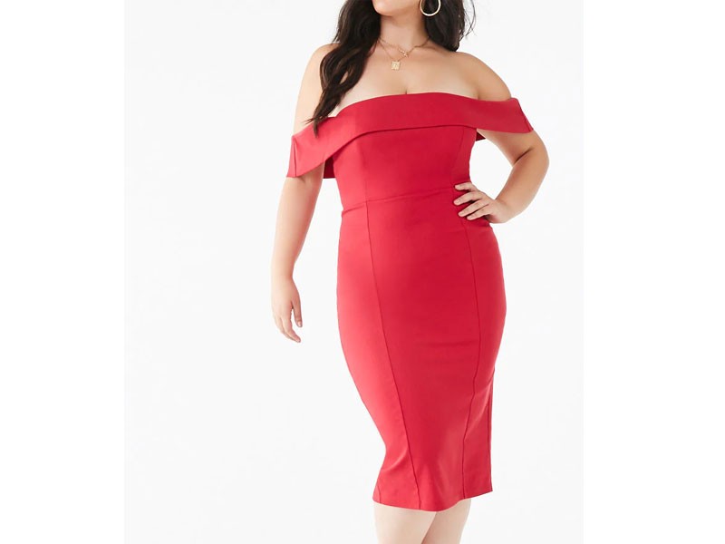 Women's Plus Size Off The Shoulder Bodycon Dress