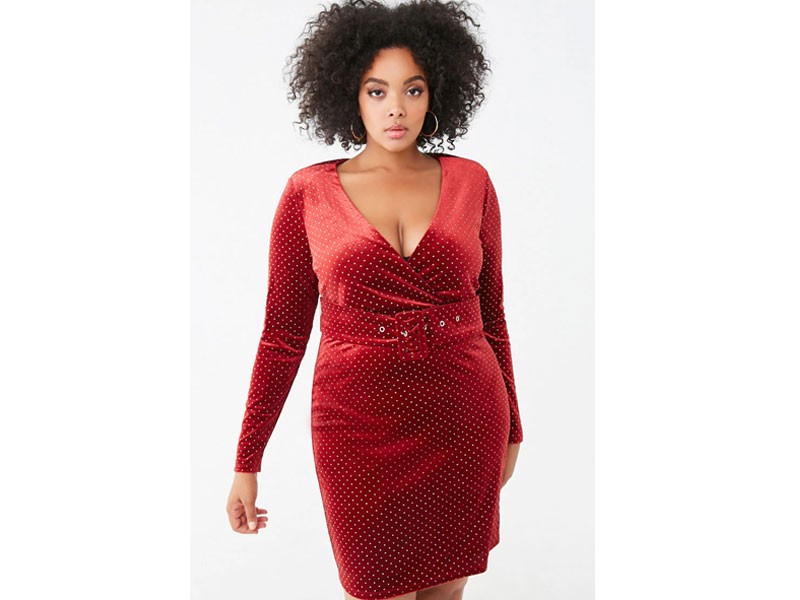 Plus Size Studded Velvet Dress For Women