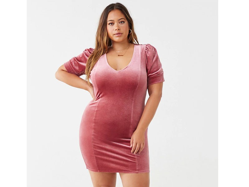 Plus Size Velvet Women's Mini Dress