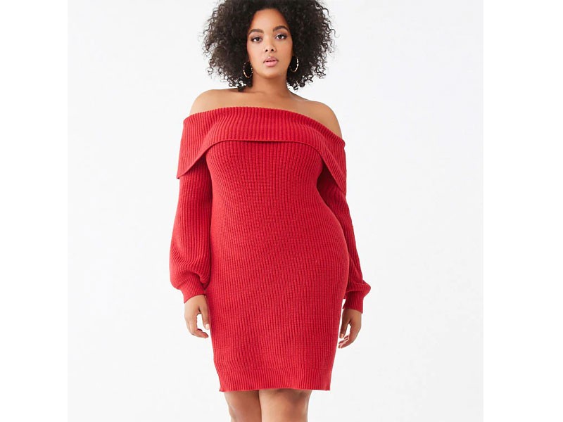 Plus Size Mini Sweater Dress For Women