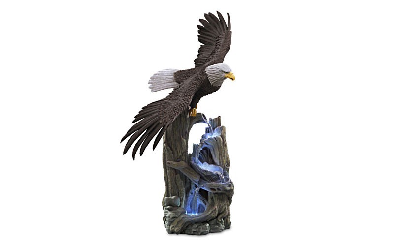 Majestic Waters Cold-Cast Stone Eagle Sculpture Wi