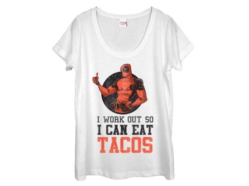 Women's Deadpool Work Out Eat Tacos T-Shirt