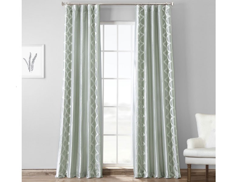 Espalier Sterling Grey Designer Embroidered Curtain