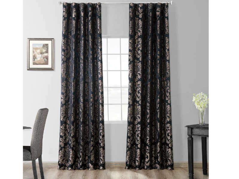 Astoria Black & Grey Designer Damask Curtain