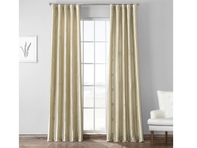 Trophy Cool Beige & Gold Designer Embroidered Curtain