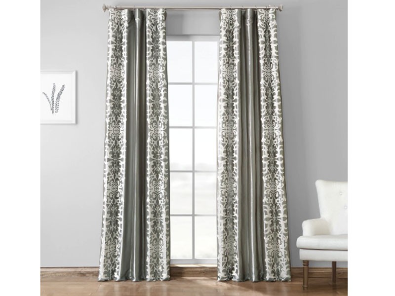 Renaissance Platinum Silver Designer Embroidered Curtain