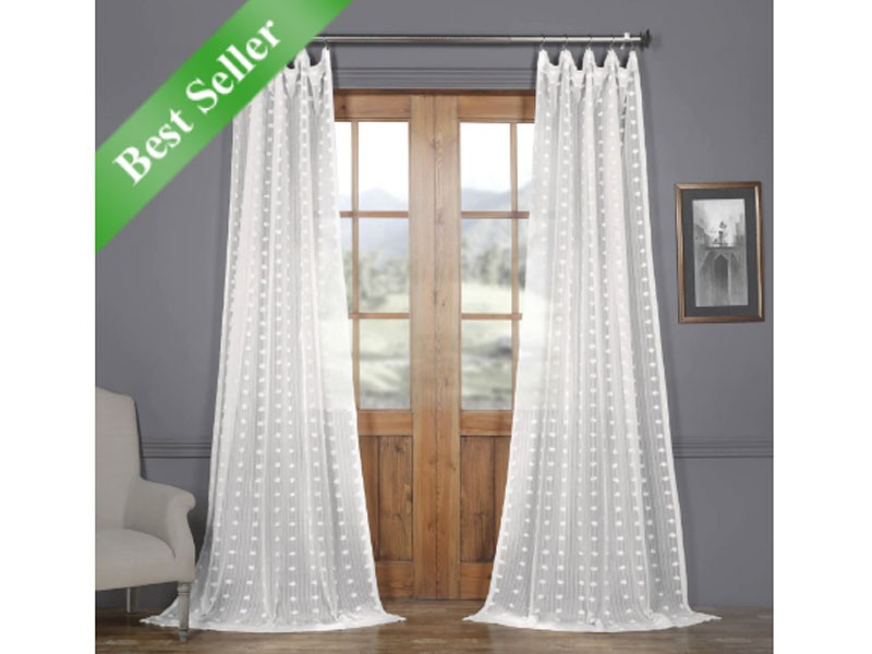 Strasbourg Dot Patterned Faux Linen Sheer Curtain