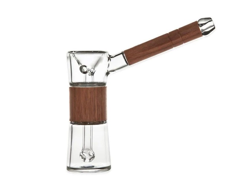 Marley Glass and Walnut Wood Bubbler