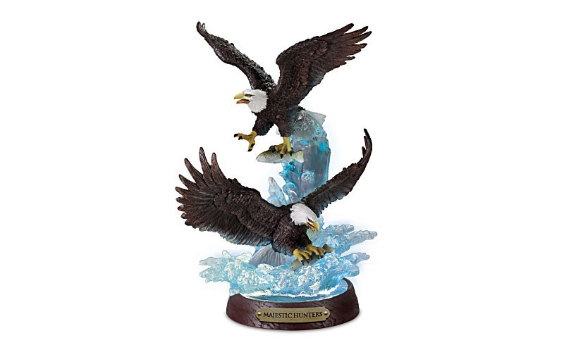 Majestic Hunters Illuminated Eagle Sculpture