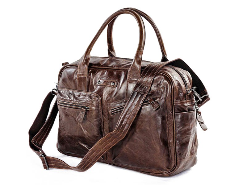 Soft Vintage Leather Overnight Duffel Bag Brown