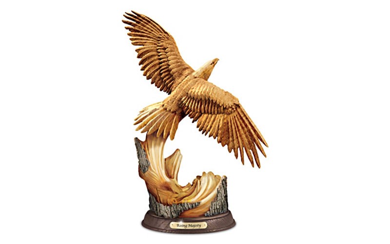 Rising Majesty Eagle Sculpture With Hand-Carved Wood Look