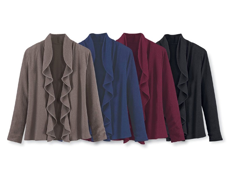 Ruffle Open Front Cardigan For Women