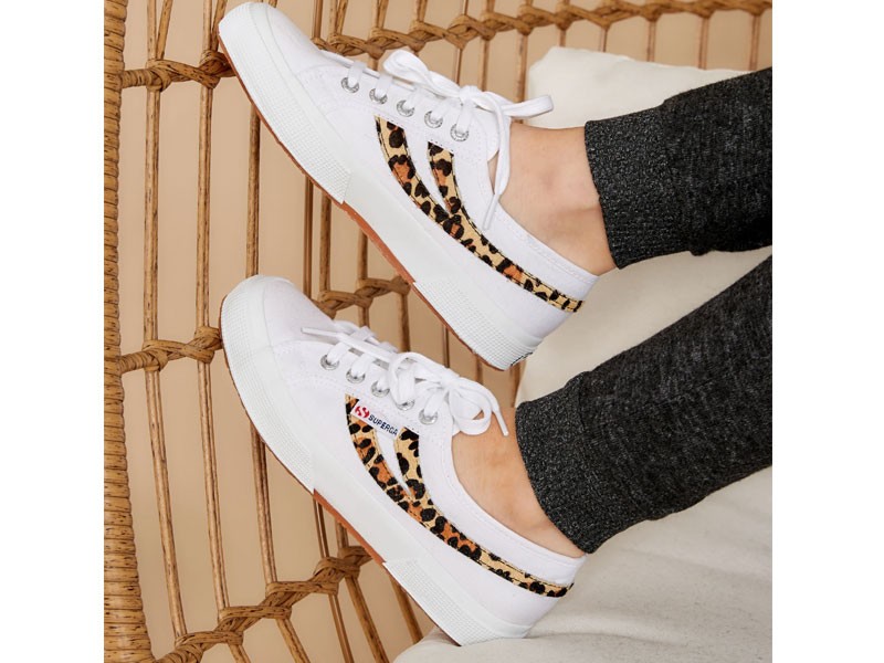 2750 Cotu White Leopard Print Sneakers For Women