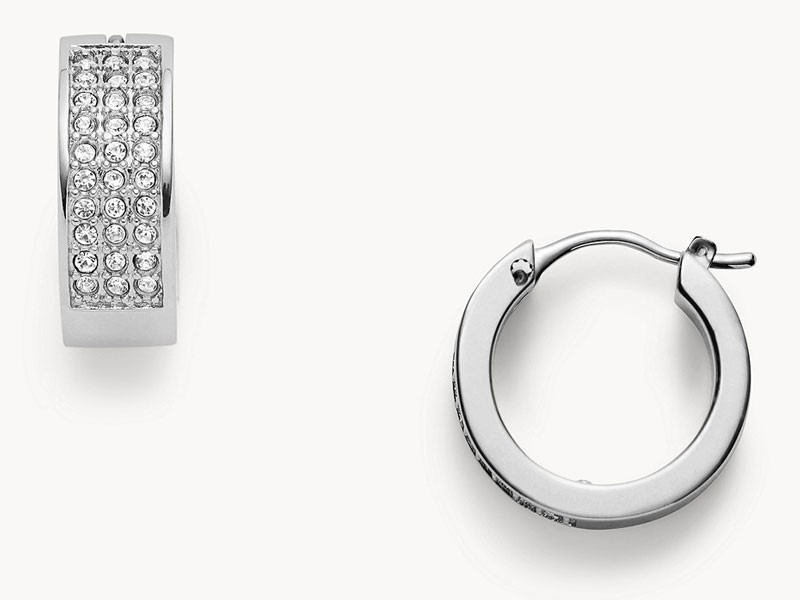 Pave Stainless Steel Huggie Hoops Earring For Women