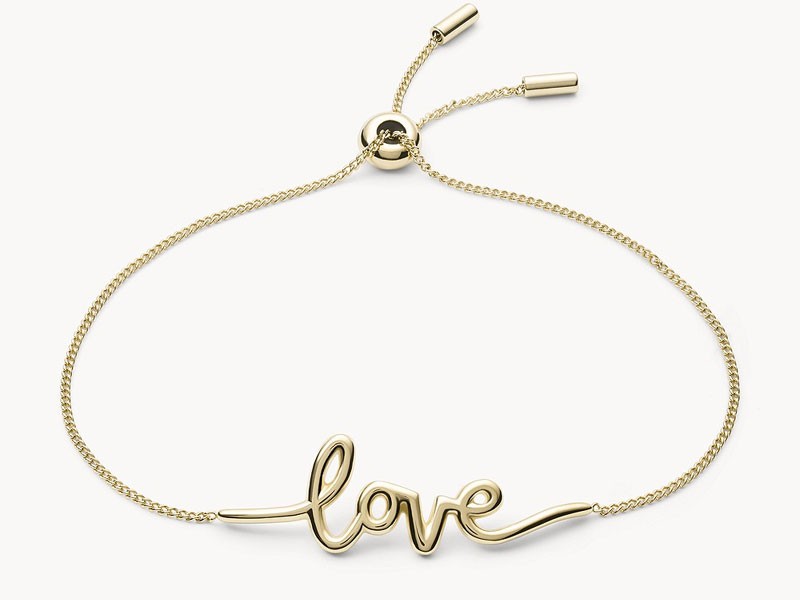 Love Collection Gold-Tone Stainless Steel Chain Bracelet For Women
