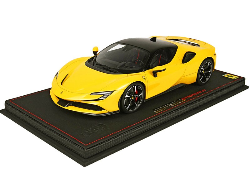 Ferrari SF90 Stradale Giallo Modena Yellow with Black Top Model Car