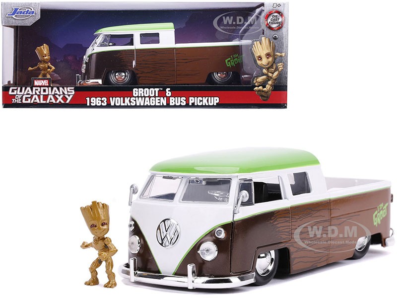 Volkswagen Bus Pickup Truck with Groot Diecast Figurine Model Car