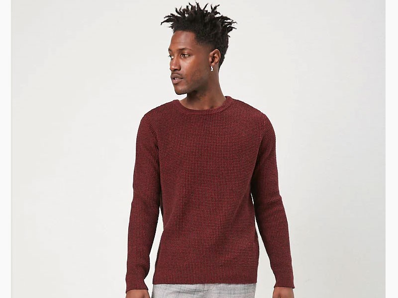 Men's Marled Waffle Knit Sweater