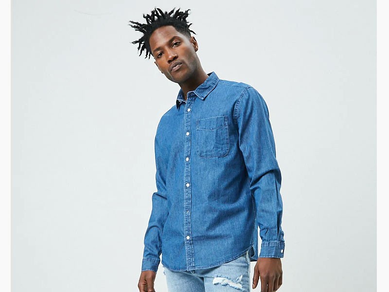 Pocket Chambray Shirt For Men