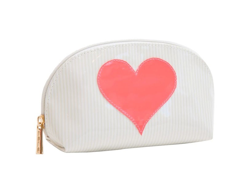 Blush narrow stripes Small Molly Case with Watermelon Heart