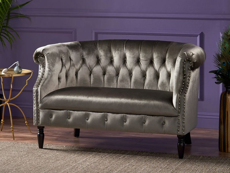 Melaina Tufted Scroll Arm New Velvet Love seat