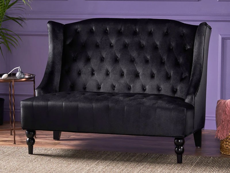 Leah French Style Tufted High Winged Back New Velvet Love seat