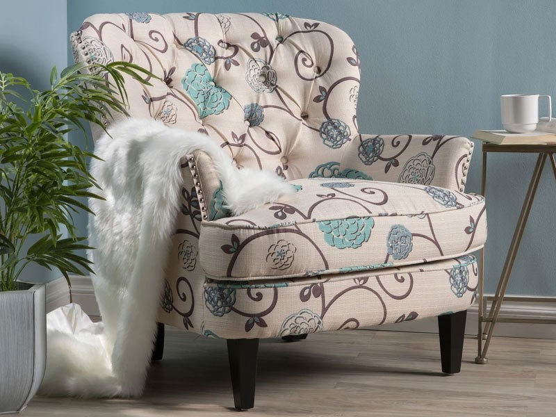 Alfred Button Tufted Fabric Club Chair