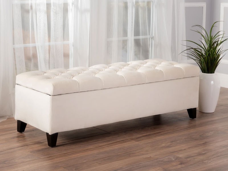 Molle Contemporary Button-Tufted Velvet Storage Ottoman Bench