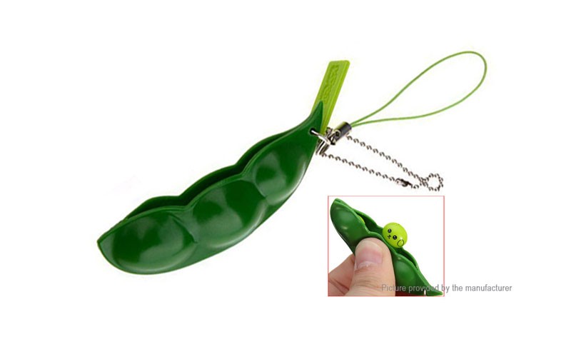 Squishy Soft Simulation Pea Anti Stress Squeeze Toy Pendant Strap
