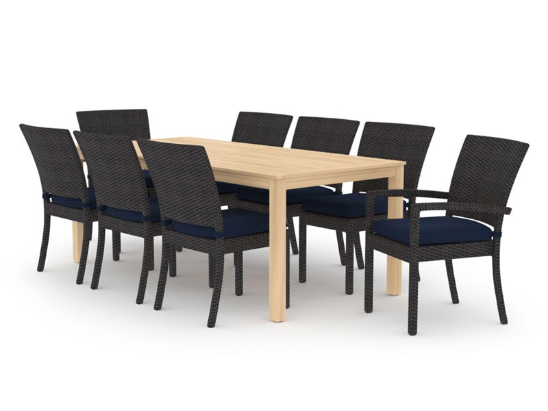 Deco Wood 9pc Dining Set Navy Blue