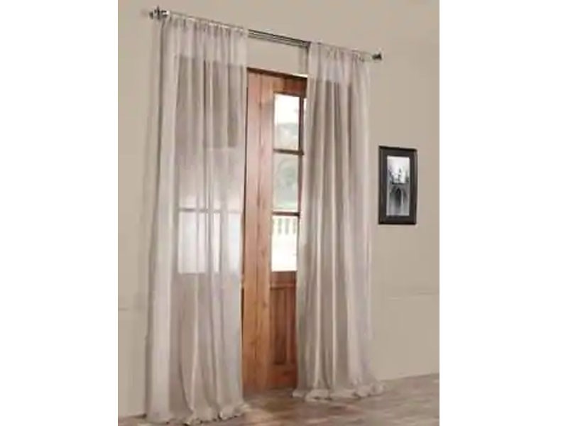 Vega White Patterned Linen Sheer Curtain