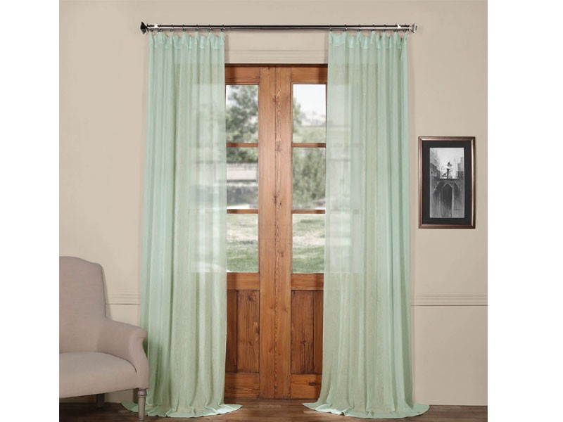 Rio Sky Solid Faux Linen Sheer Curtain