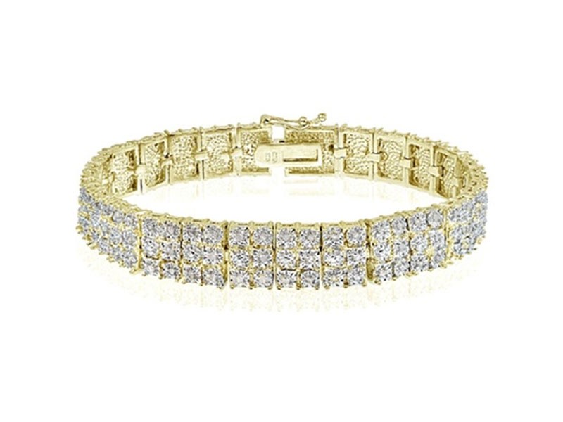 Women's Diamond Tennis Bracelet in Gold-Tone Brass by Lion jewelers