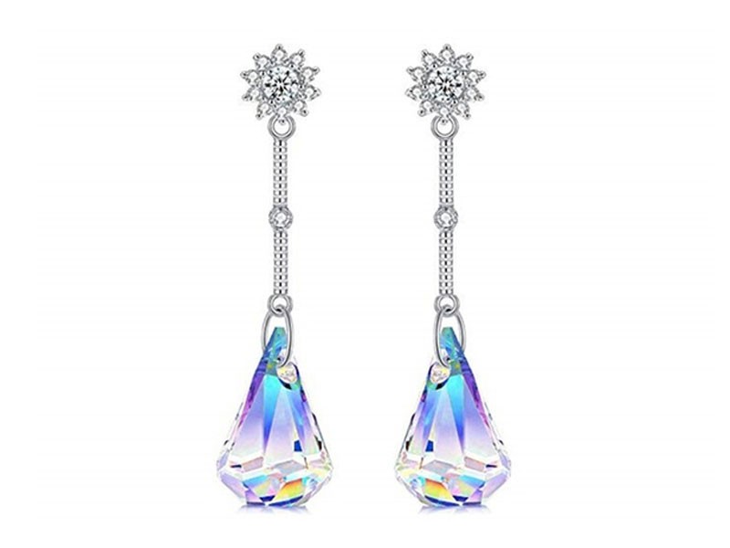 Aurora Borealis Crystal Drop Women's Earrings made with Swarovski Elements