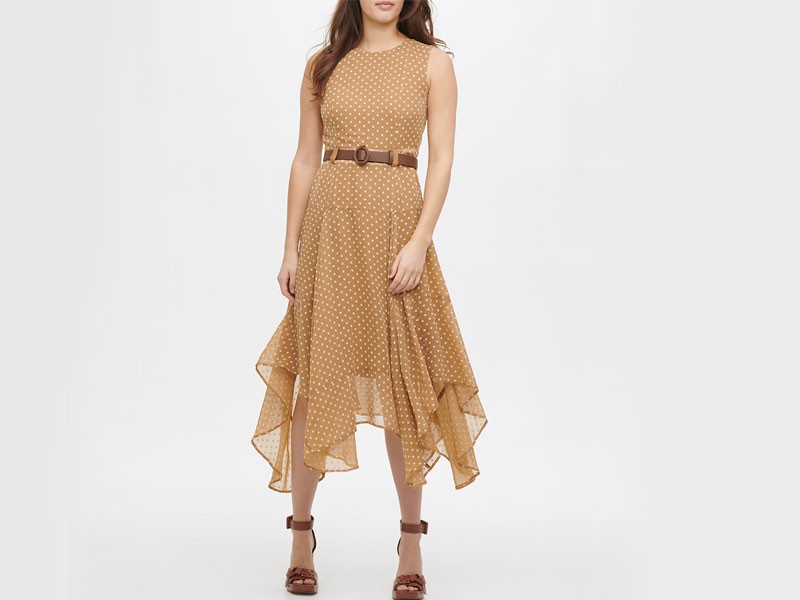 Women's Calvin Klein Sleeveless Dot Dress With Belt