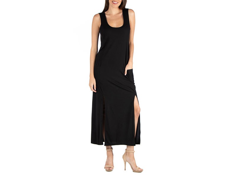 Women's 24/7 Comfort Apparel Sleeveless Maxi Dress With Slits