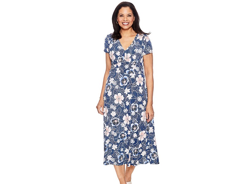 Women's Perceptions Short Sleeve Print A-Line Dress