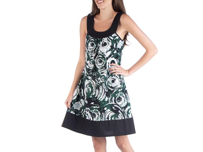 Women's 24/7 Comfort Apparel Colorblock Swirl Fit & Flare Dress