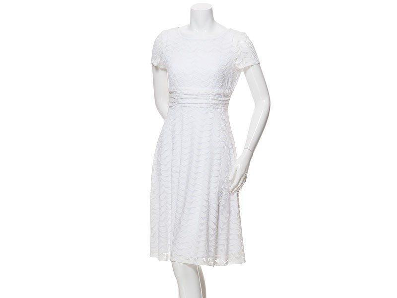Women's Perceptions Short Sleeve Ruched Waist A-Line Dress