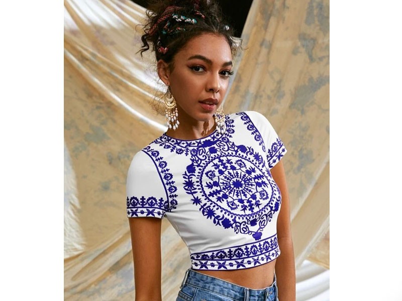 Women's Shein Tribal Print Crop Top