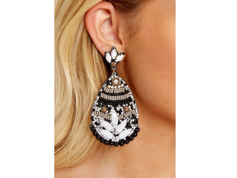 Fancy That Black And White Beaded Earrings For Women