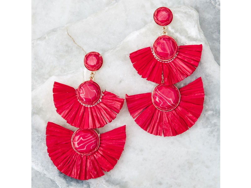 Take A Bow Red Statement Earrings For Women