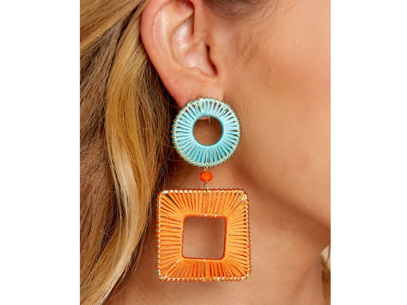 Round Here Orange Multi Earrings For Women