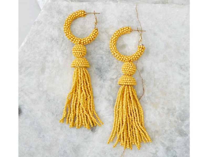 Fighting Silence Yellow Beaded Tassel Earrings For Women