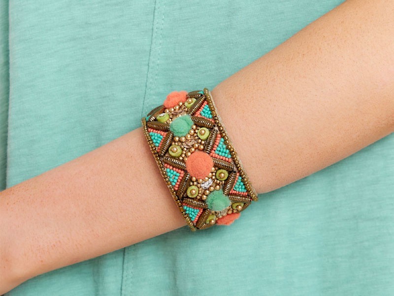 Desert Sunrise Multi Beaded Cuff Bracelet For Women