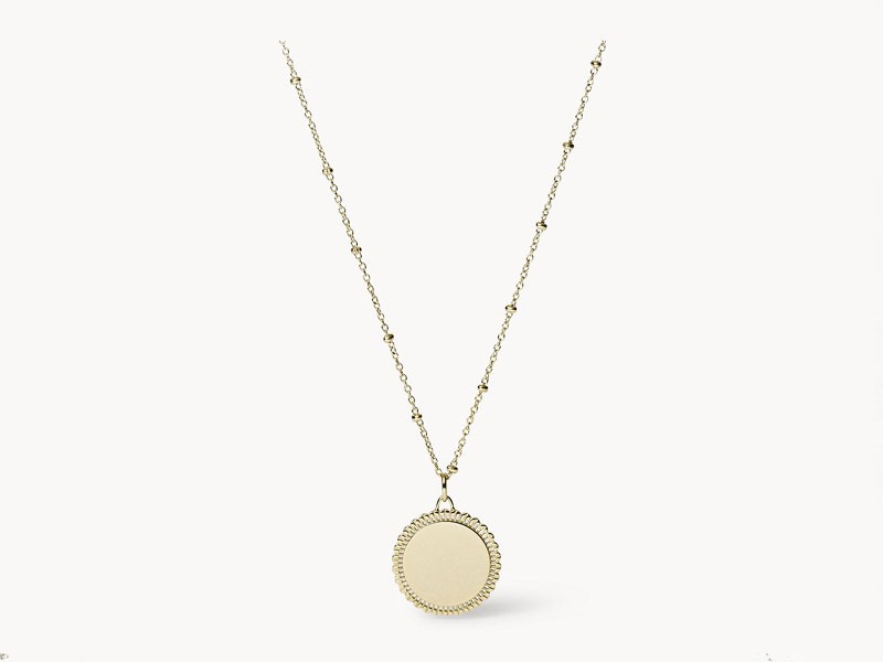 Scalloped Disc Gold-Tone Stainless Steel Necklace For Women